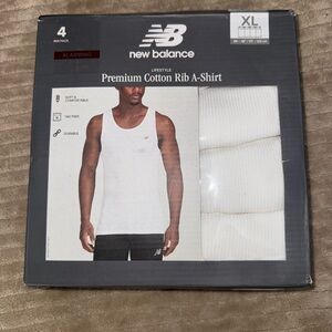 New Balance Men’s Lifestyle Premium Cotton Rib A-Shirt - 4 Pack White Size XL